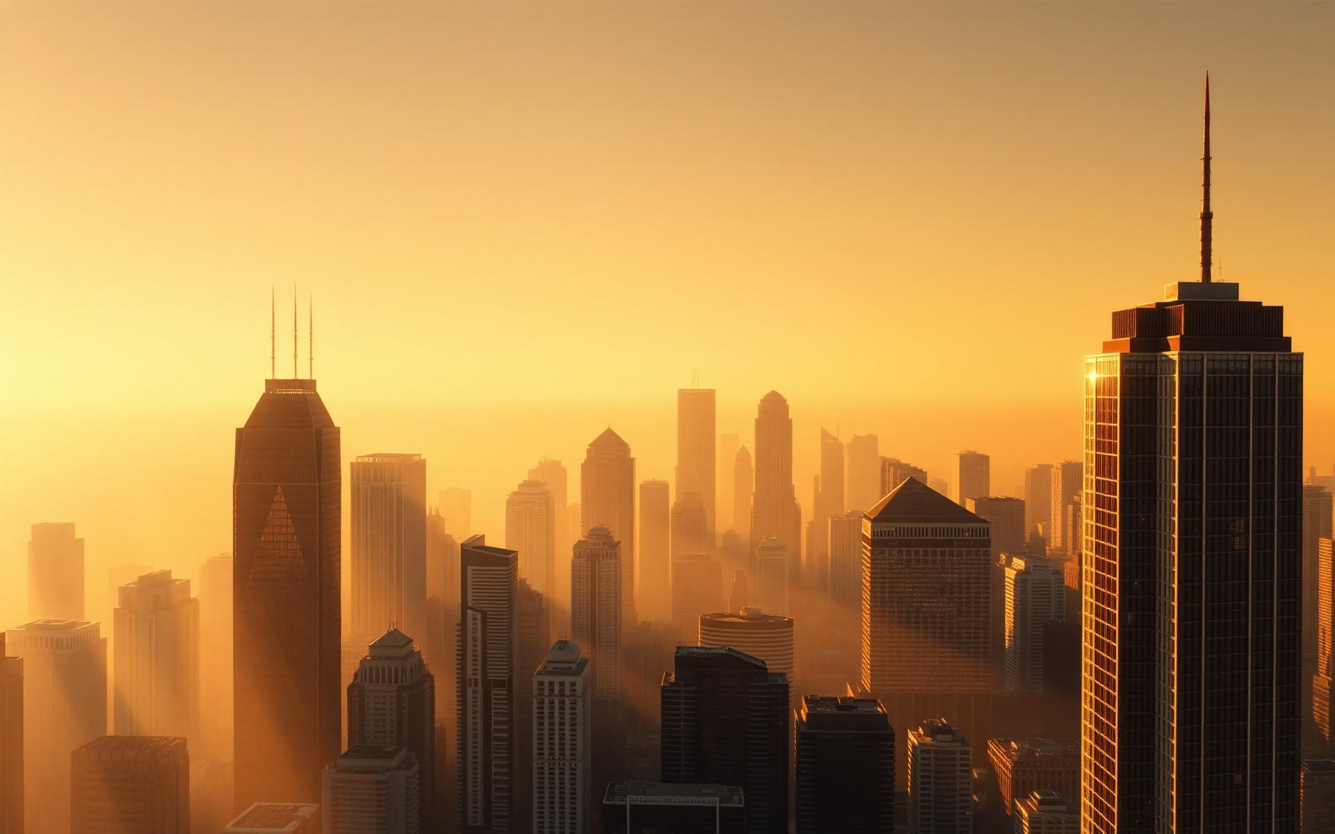 Distant Mari J World skyline in warm haze