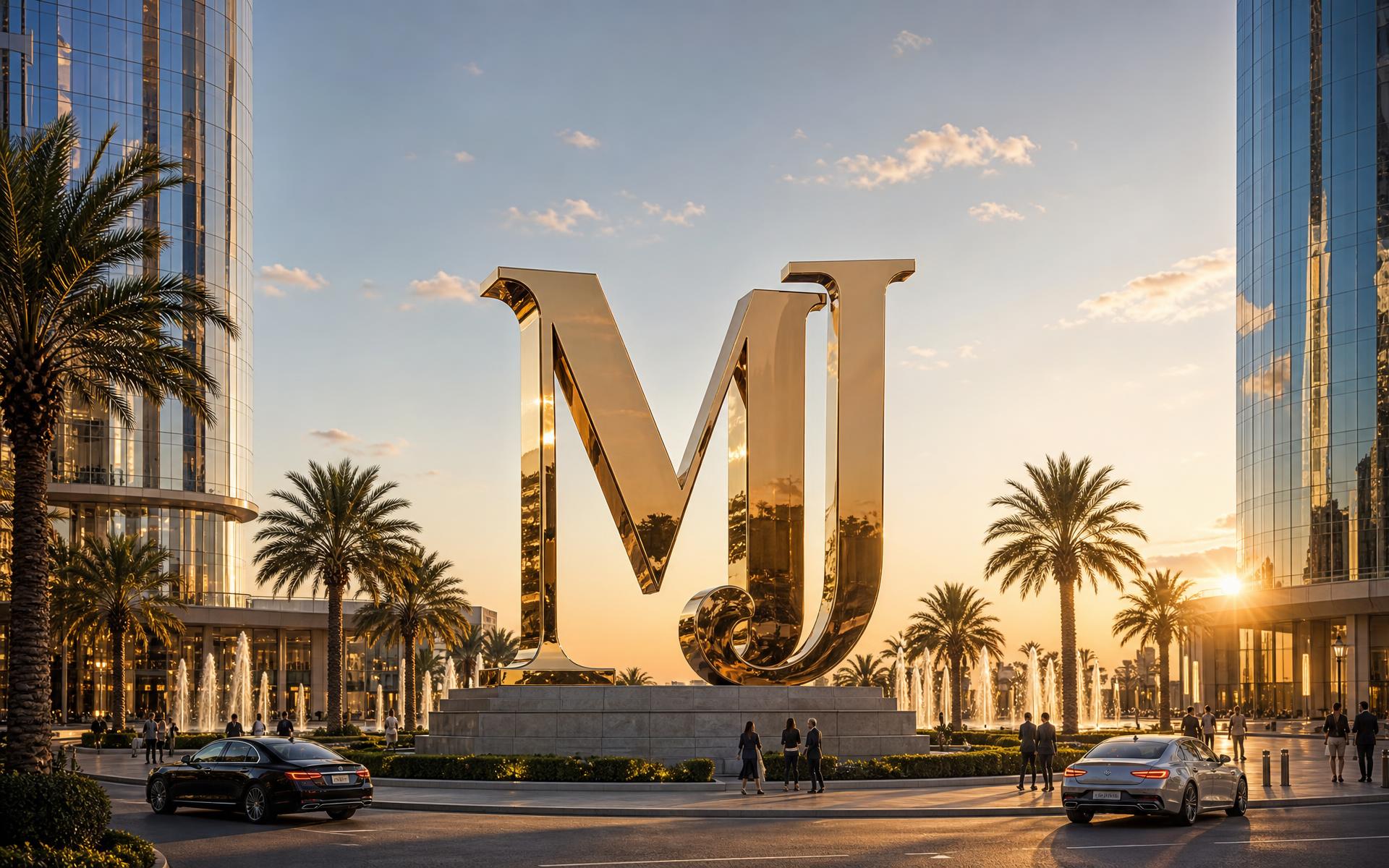 Mari J Central Plaza with the golden MJ monument